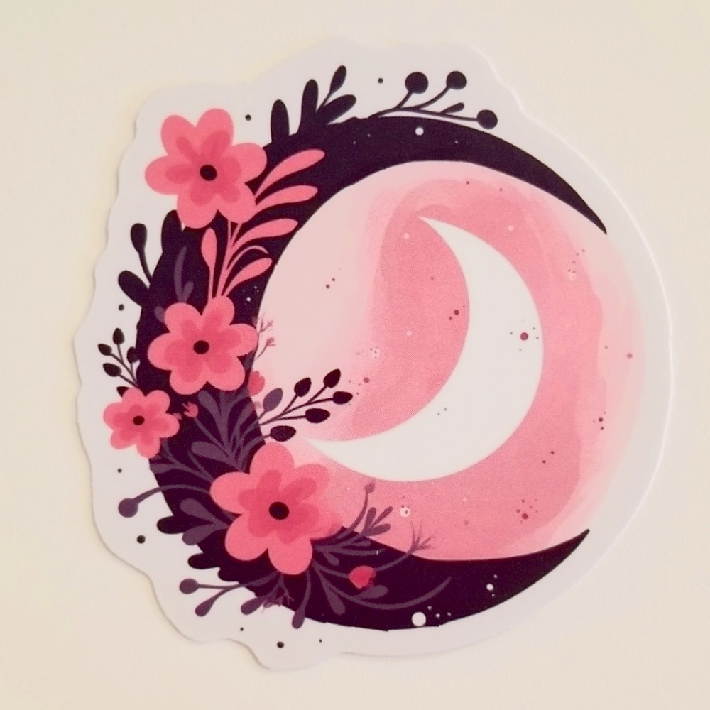 10/$10 Pink & Black Moon Sticker